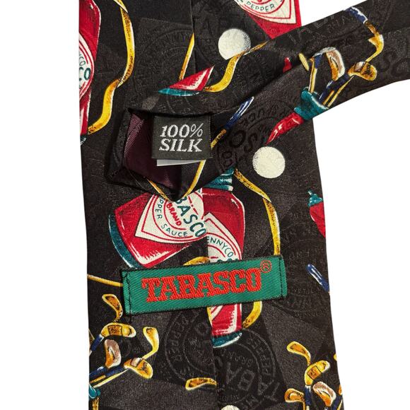 Tabasco Hot Sauce 100% Silk Tie - Golf Bag and Clubs Design, Made in USA - Picture 3 of 3